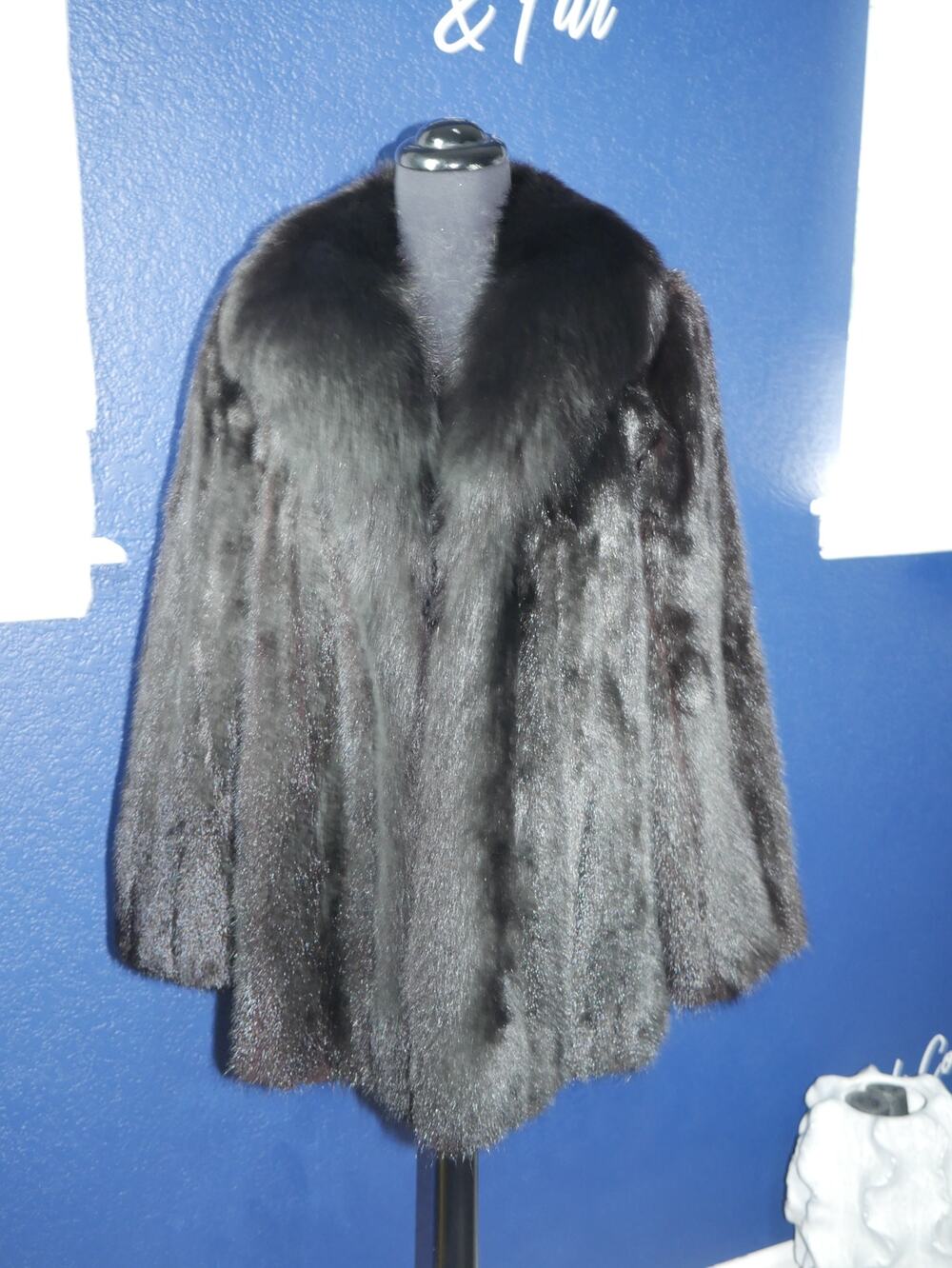 Beautiful Black Mink & Fox Fur Coat Jacket